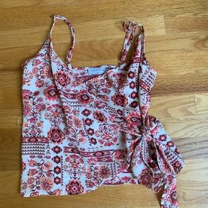 JUNIPER BLUE MULTI COLORED WRAP TOP (xs) NWT